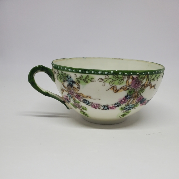 Handpainted Floral Moriage Porcelain Tea Cup 1940's Vintage Pre-Owned - Picture 3 of 13